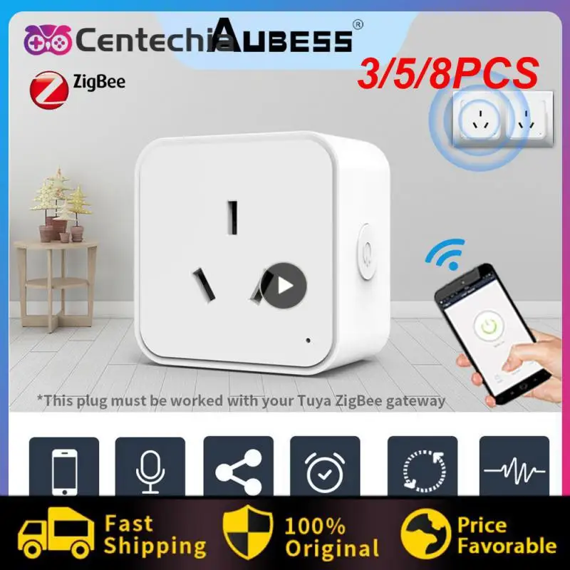 

3/5/8PCS Tuya Zigbee Socket Outlet Voice Control Smart Plug Timing Function Smart Life App Smart Socket Smart Home