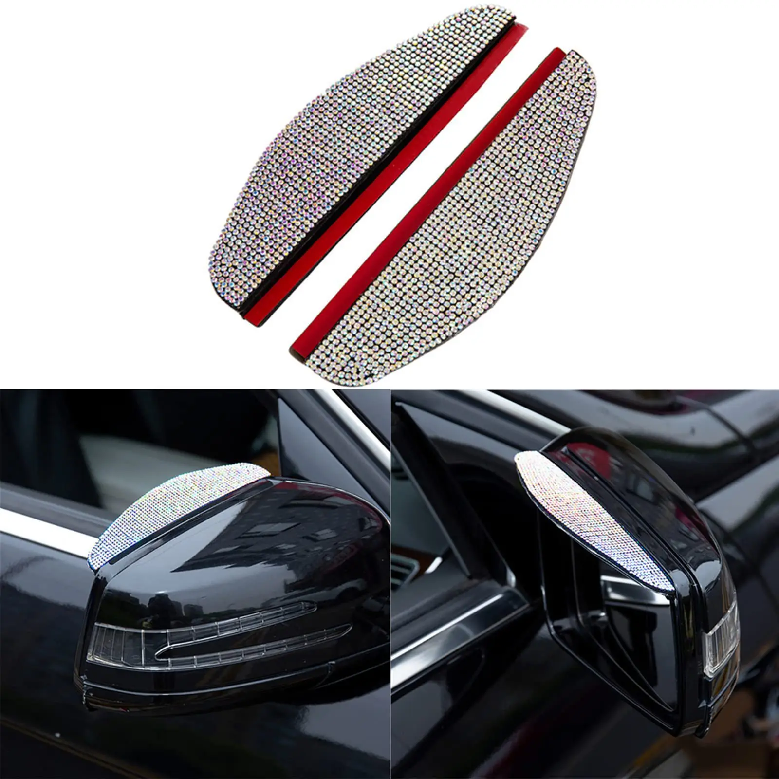 

1Pairs Exterior Accessories Rhinestone Bling Rain Eyebrow Diamond Auto Mirror Rain Shield Shade Cover Protector