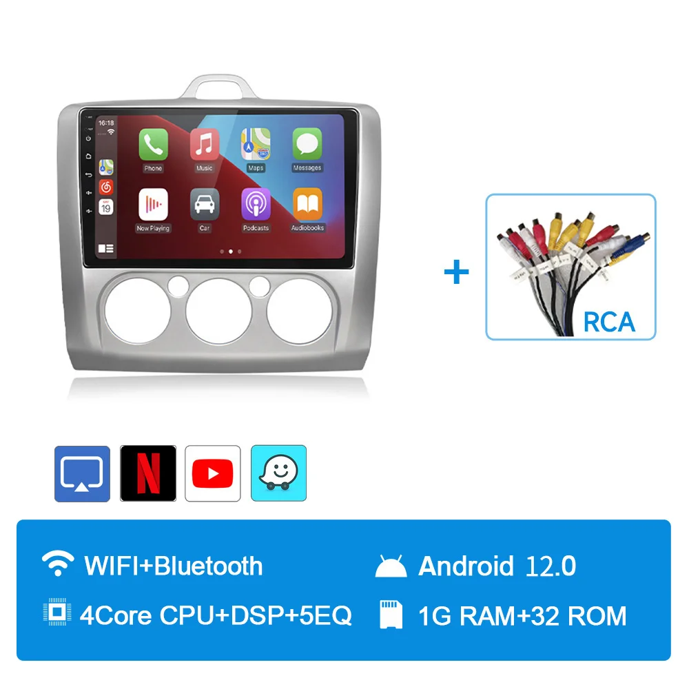 

Автомагнитола 2 Din JIUYIN для Ford Focus Exi MT AT 2004-2011, мультимедийный плеер на Android 12 с GPS-навигацией, 9 ", 4G, Wi-Fi, типоразмер 2 Din