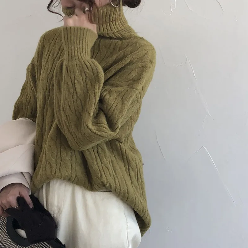Женский свитер с высоким воротником осень-зима 2024 новый дизайн свободная модная