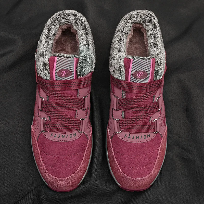 Winter Walking Shoes Men Women Sneakers Plush Warm Hoop Loop Cozy Shoes Nonslip Couple Footwear Size 35-45