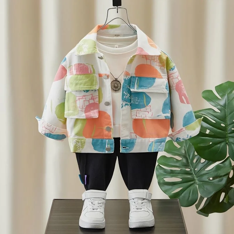 

Spring Printed Denim Coat Jean Jacket 2023 Baby Girl boys Kids Clothes Jackets For Teens Girls Women Clothing Childrens Outwear