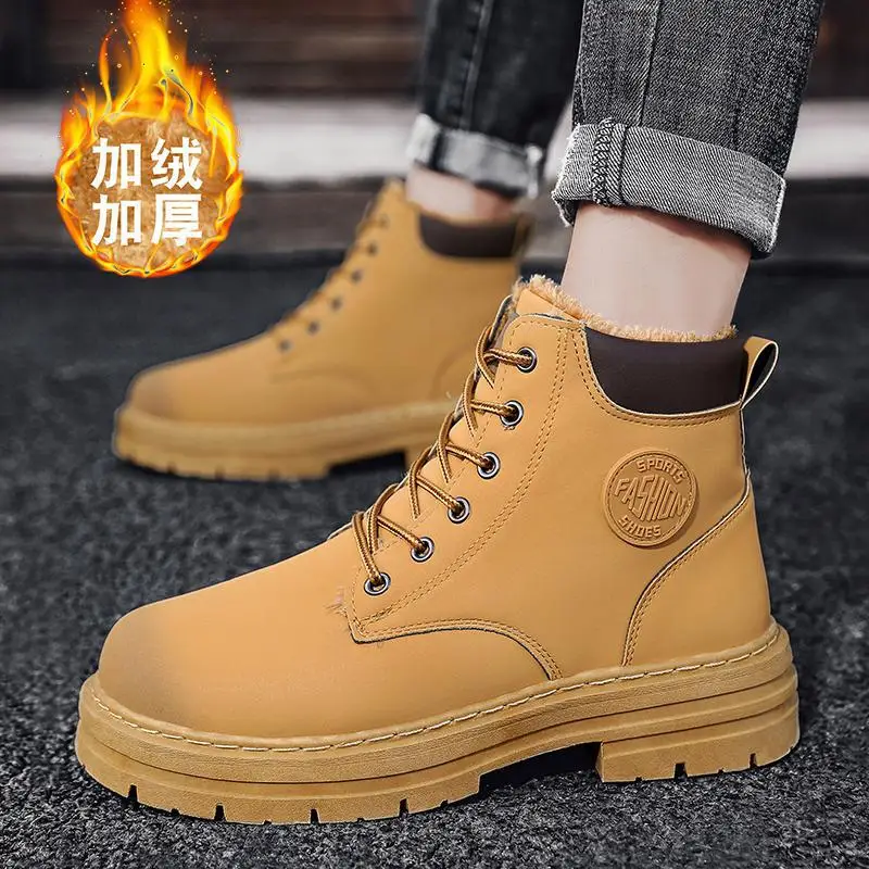 

Men's Shoes Spring and Autumn 2023 New High-Top Shoes Men's Fashionable Casual Sports Platform Daddy Velvet Warm Cotton Shoes