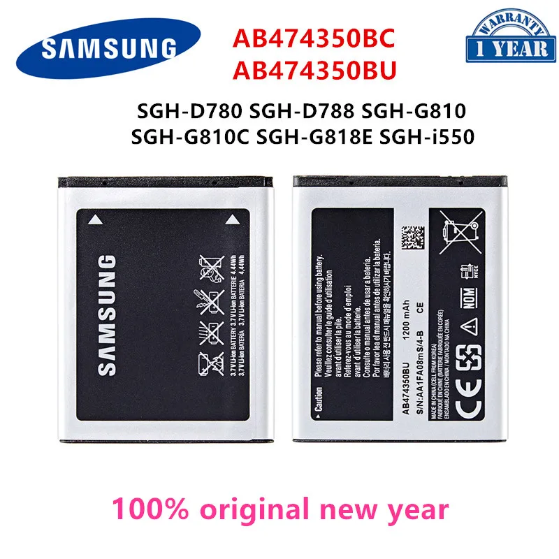 

SAMSUNG Orginal AB474350BU AB474350BC Battery 1200mAh For Samsung SGH-D780 SGH-D788 SGH-G810 SGH-G810C SGH-G818E SGH-i550