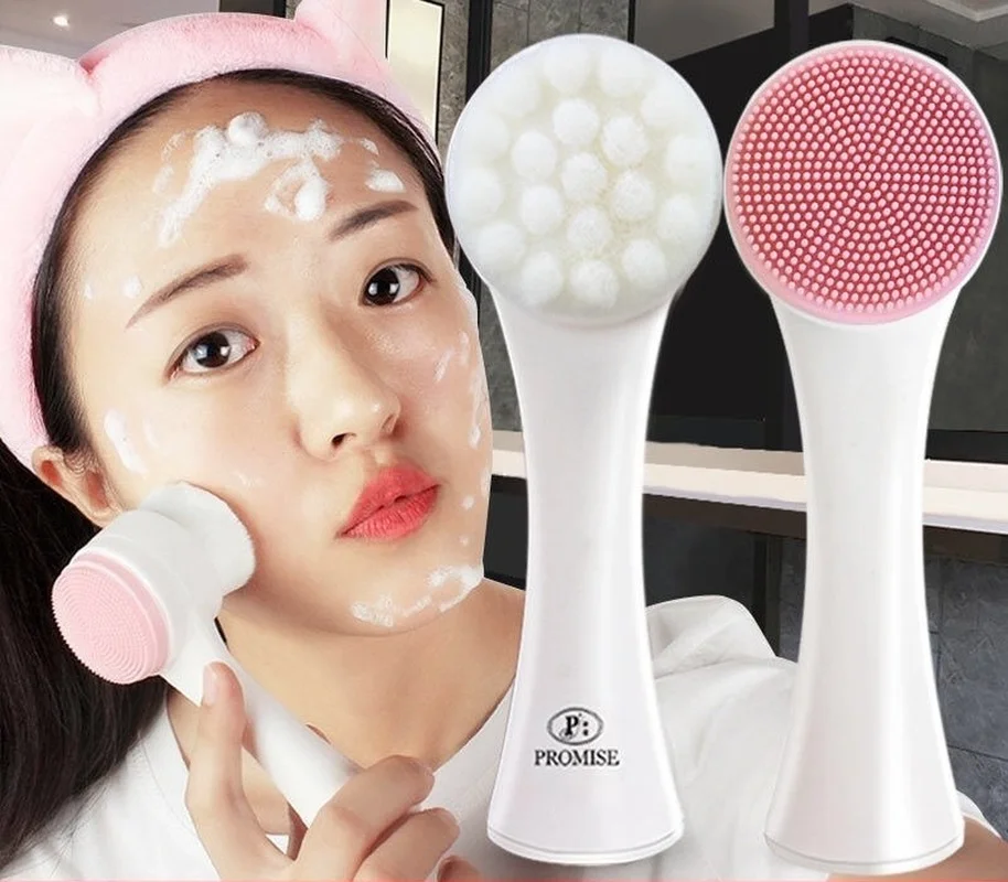 

3D Face Cleaning Massage Brushes Face Wash Product Skin Care Tool Double Side Silicone Face Cleansing Brush Portable