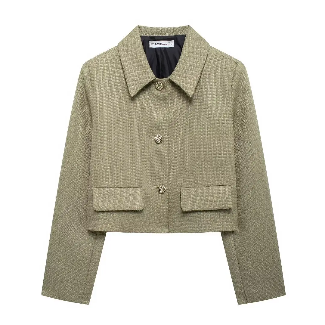 DUOPERI Женская Однотонная Куртка С Карманами Повседневное Пальто Длинными