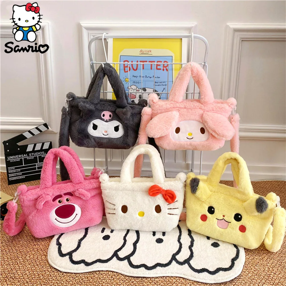 Plushies Sanrio Shoulder Bag Plush Kuromi Handbag My Melody Crossbody Hello Kitty Backpack Makeup Pouch Women Gift Girl Tote Bag