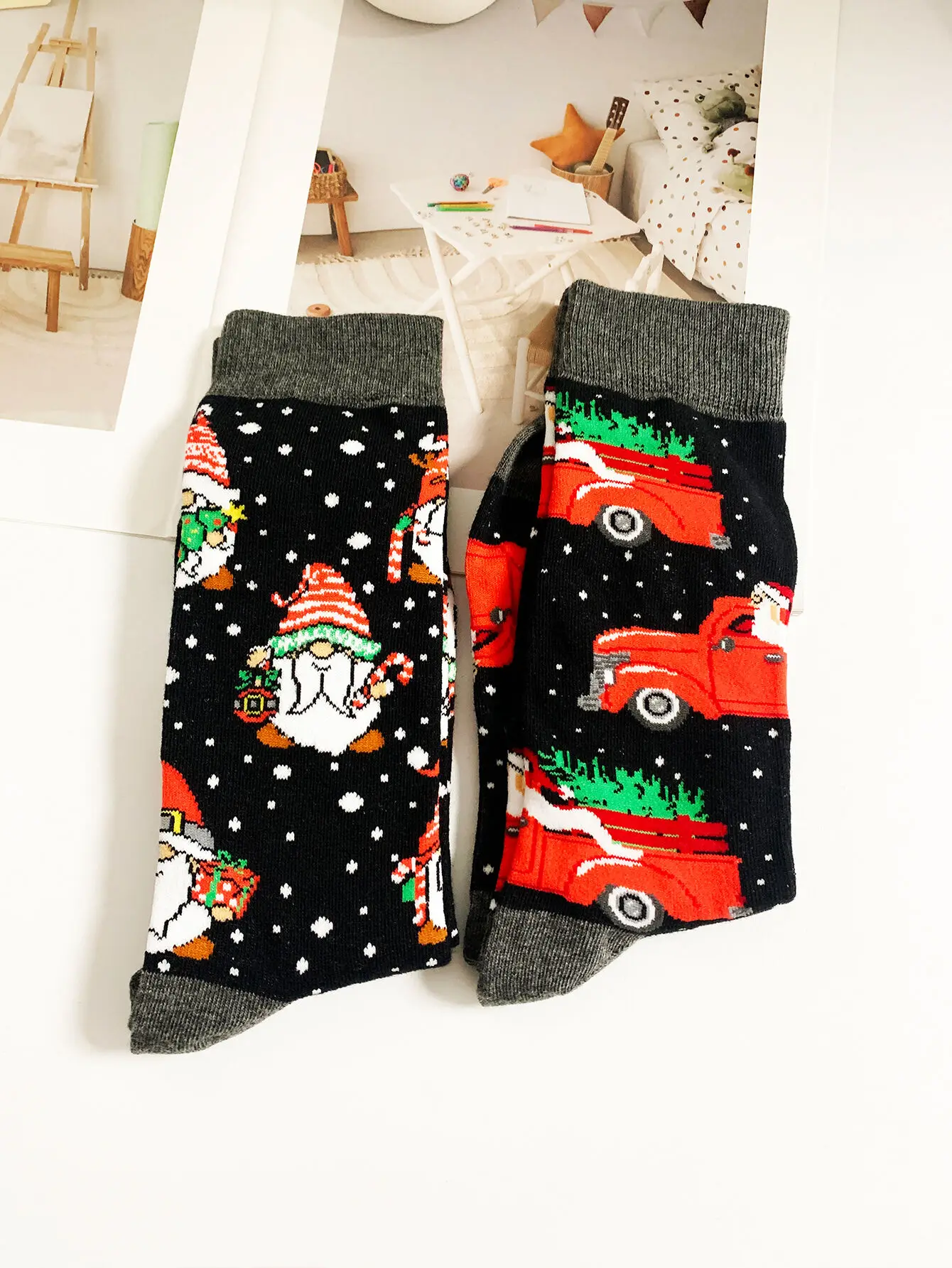 CHAOZHU 2 пары модных снежинок Санта-Клауса воходит роскошный автомобиль чтобы