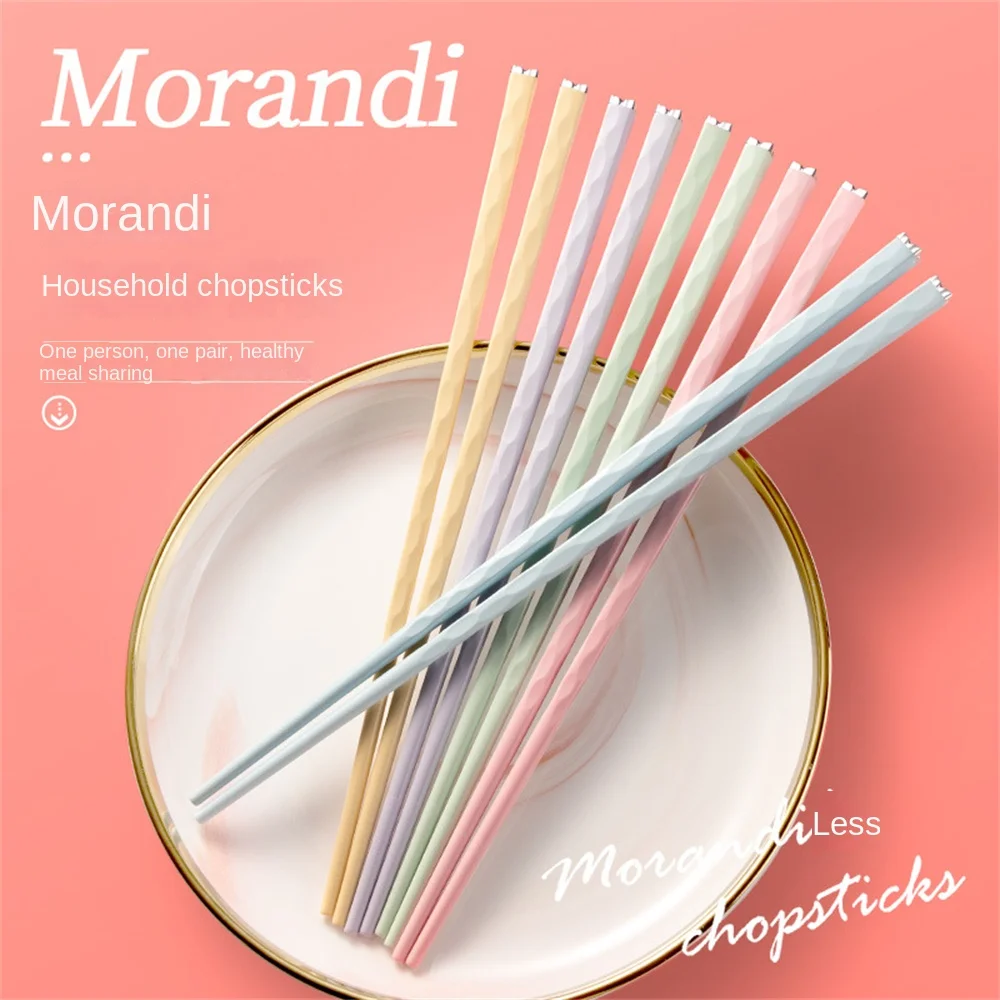 

High Temperature Resistance Sushi Chopsticks Not Easy Break Portable Alloy Chopsticks High Hardness Kitchen Non-Slip Chopsticks