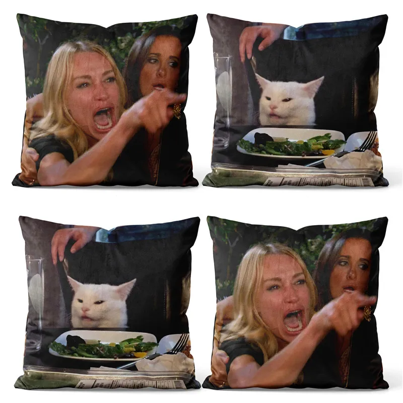 

Набор из 4 квадратных подушек Aertemisi 18 ''x 18'' с изображением кота и салата, наволочки, 45 см x 45 см