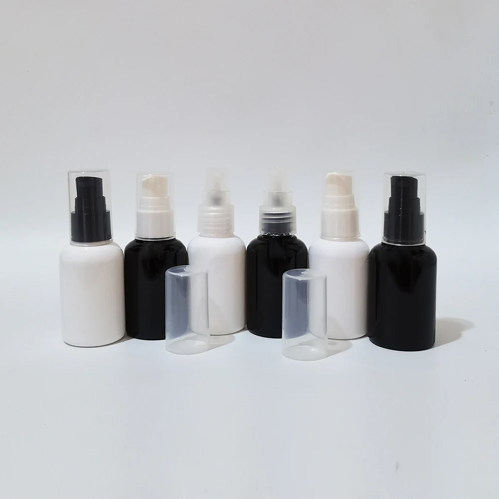 

50pcs/lot 50ml Black White Empty Plastic Bottle for Cosmetics Packaging,1.7oz Empty Plastic Lotion Bottle, Hand Cream Bottle