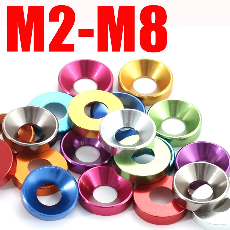 

M2 M2.5 M3 M4 M5 M6 M8 Color aluminum alloy washer Anodized countersunk head bolt washer gasket