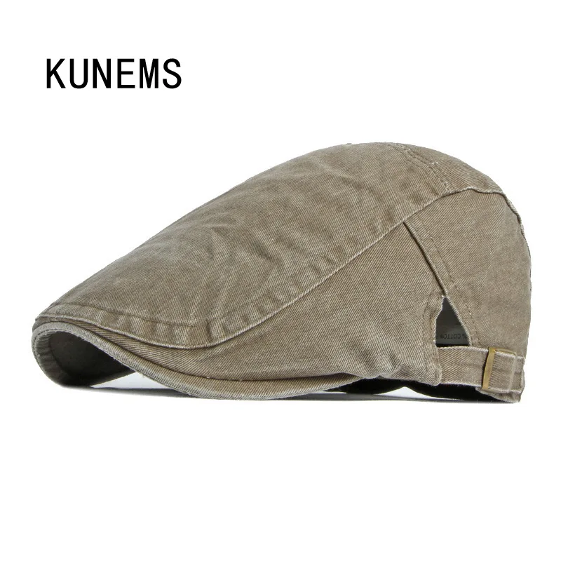 

KUNEMS Fashion Washed Cotton Newsboy Hats for Men Retro Berets Boina Casual Solid Flat Cap Dad Hat Unisex Gorras Hombre