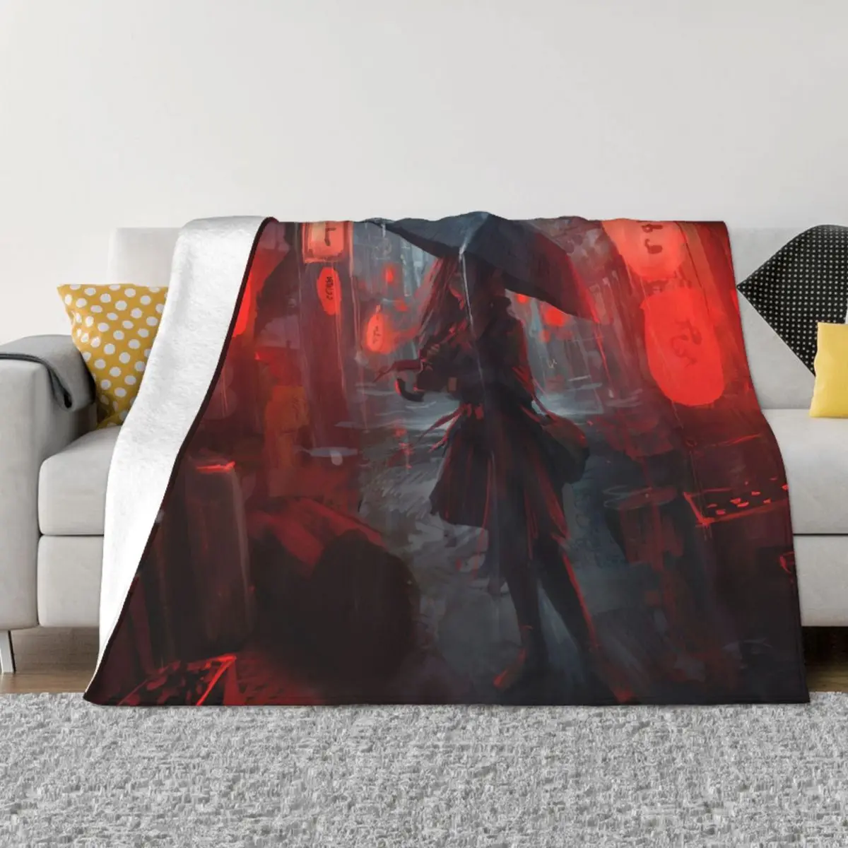 

MDFLT High Quality Anime Red District Throw Blanket Bedspread on the bed for Bedding Travel Bedding Throws