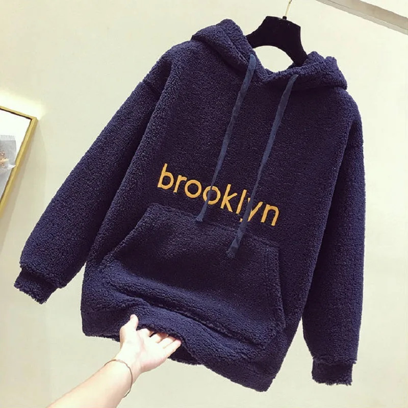 Толстый свитер с вышивкой из искусственного кашемира ягненка теплое пальто для