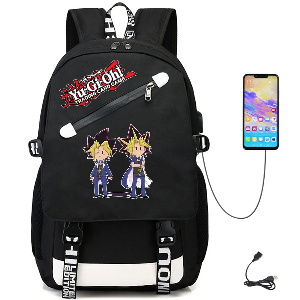 

Yu Gi Oh Duel Monster Book bag Rucksack Student School Bag For Boys Girls Travel Backpack USB Port Mochila Black Backpack