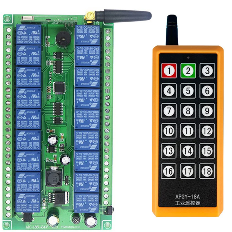 Универсальный беспроводной радиоприемник 1000 м 433 МГц 12 В 24 в 18 каналов