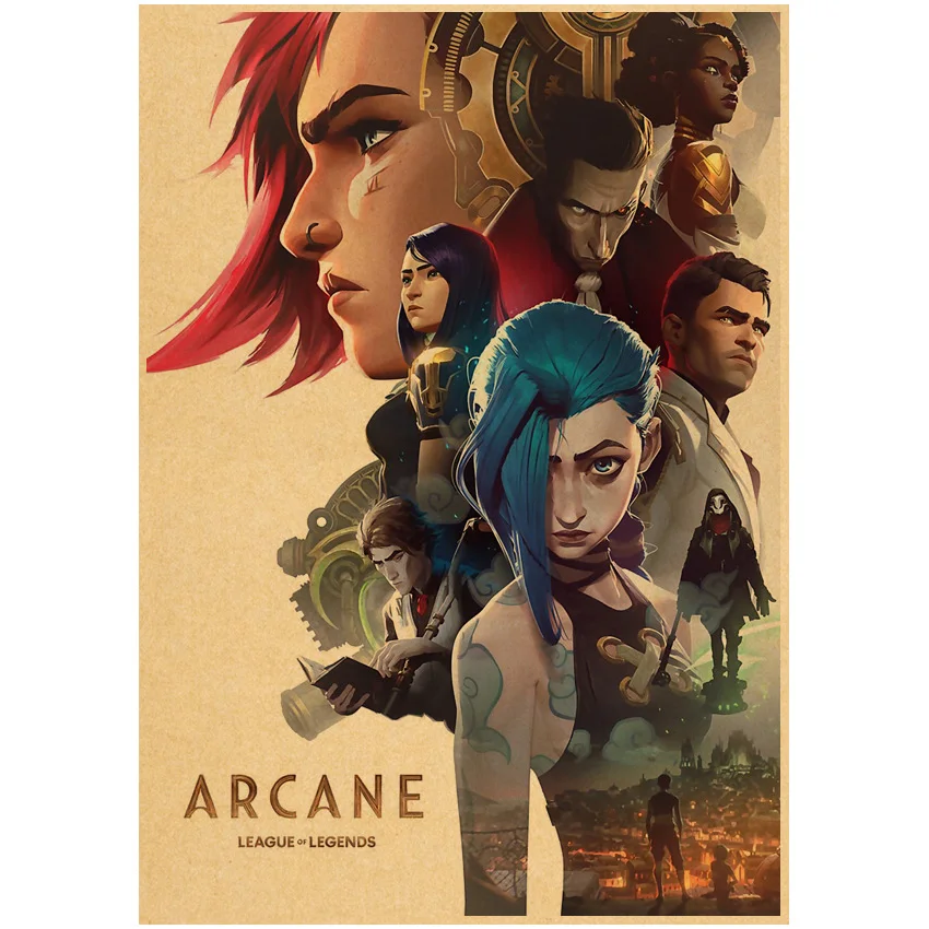 Постер Arcane Картина на холсте Популярная ТВ-серия Jinx Vi гостиная спальня игра