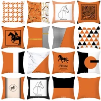 nordic orange pattern sofa and bedside pillow cover modern simple casual waist head pillow cushion cover pillow case