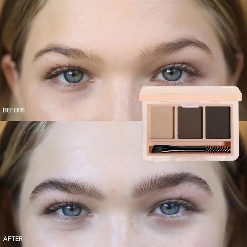 Пудра для бровей Косметика макияжа 3 в 1 пудра Набор скульптурирования с
