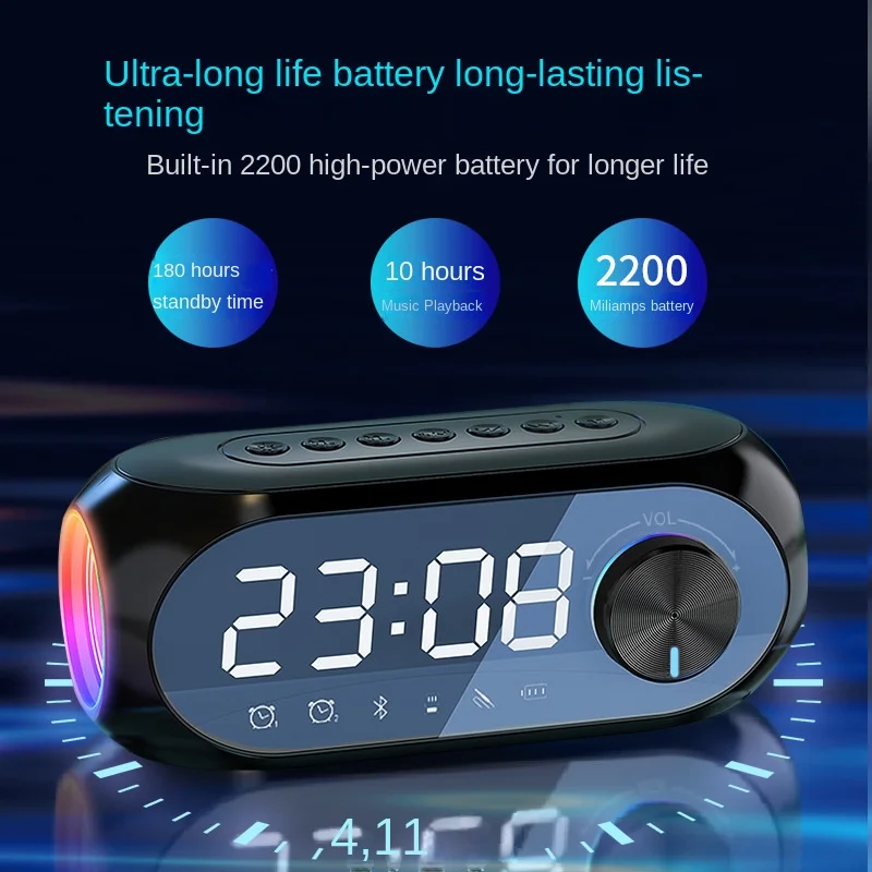 

Wireless Bluetooth Audio with Time Display Alarm Clock 3d Surround Home Mobile Phone Overweight Subwoofer