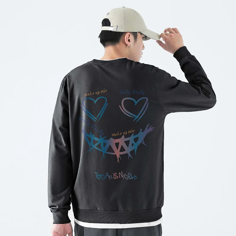 

round Neck Sweater Men's Autumn2022New All-Matching Spring and Autumn Loose Top WearinsTrendy Brand Long Sleeve Coat