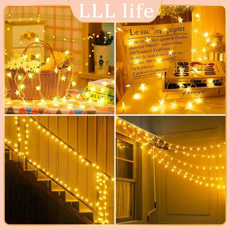 

Christmas Design Holiday Lighting 8 Lighting Modes Usb Fairy Garland Lights Reusable Five-star Led String Lights Pearl