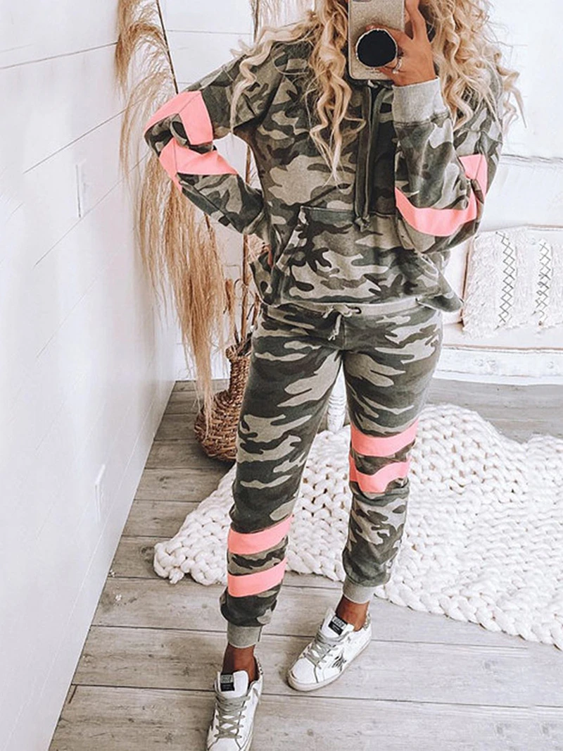 

Camouflage Tracksuits Women Two 2 Piece Set Autumn Clothing Hoodies Sweatshirt Top and Pants Suit Streetwear 2-Piece Women Sets