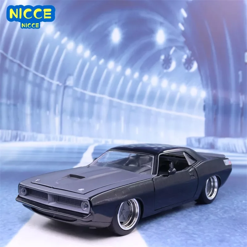 

1 24 1973 Plymouth Barracuda Scale Vintage Diecast Toy Vehicle Metal Pony Auto Muscle Racing Car Model Collectibles J18
