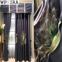 chinese luxury silk peacock purple embroidery curtain for living room shade window bedroom finished drape blinds s781e
