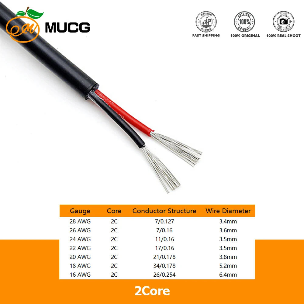 

MUCG Power cord красный черный 16-28 AWG