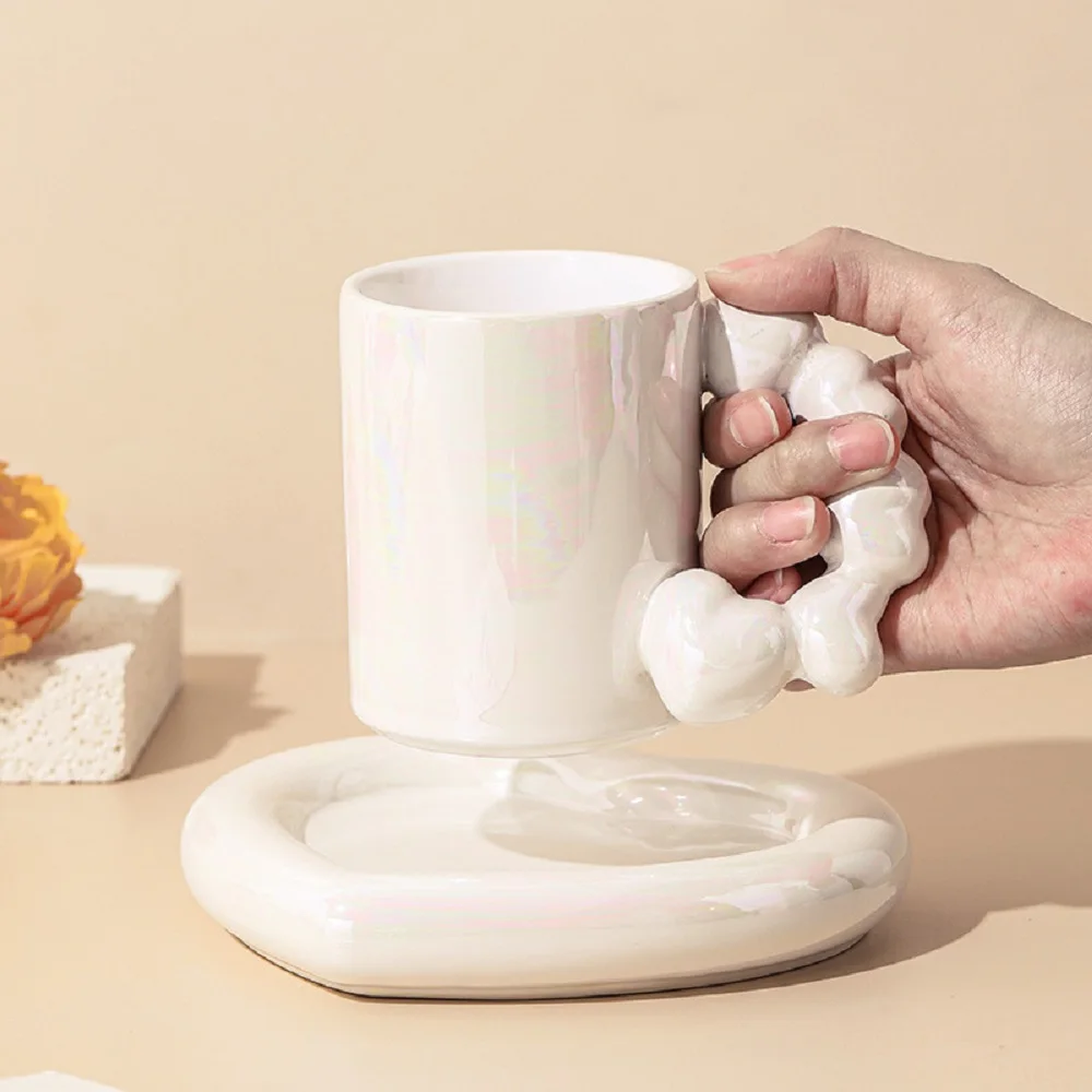 

Ceramic Coffee Mugs with Tray Espresso Tea Milk Cups 300ml Creative Nordic Drinkware Latte Mug Gifts for Friend