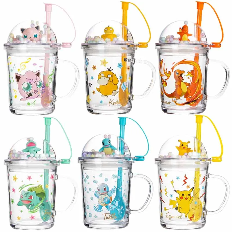 

Милая стеклянная соломенная чашка в стиле аниме с покемоном