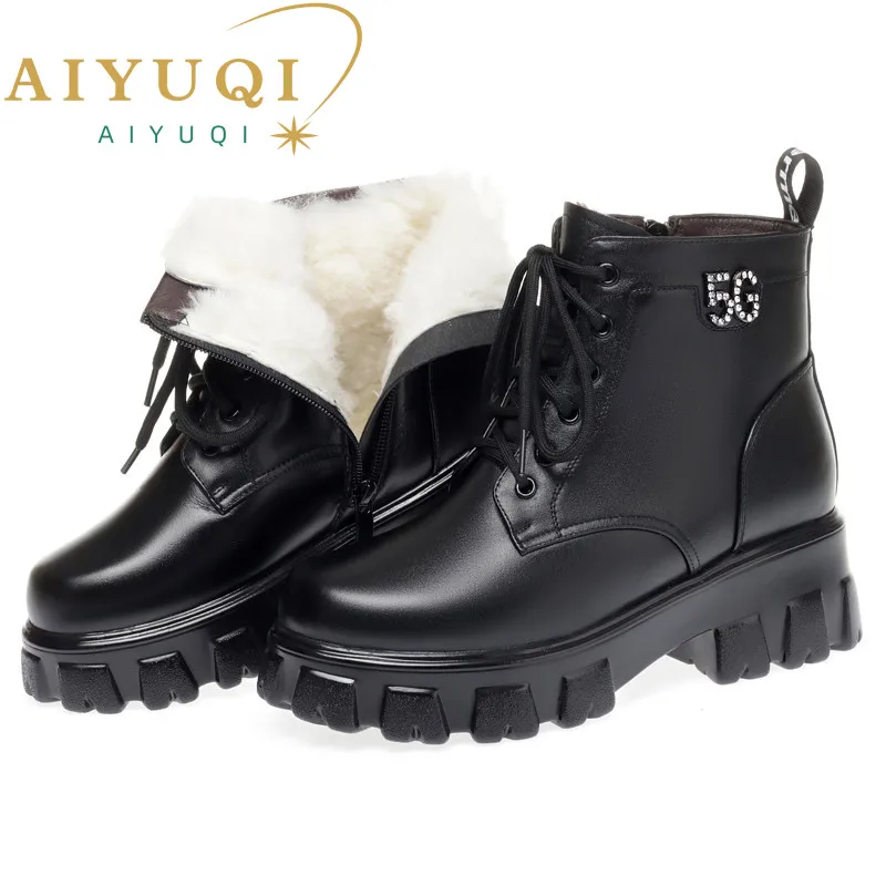 Купи AIYUQI Women Ankle Boots Genuine Leather 2023 New Fashion Women Snow Boots Large Size 41 42 43 Casual Women Winter Shoes Boots за 3,103 рублей в магазине AliExpress