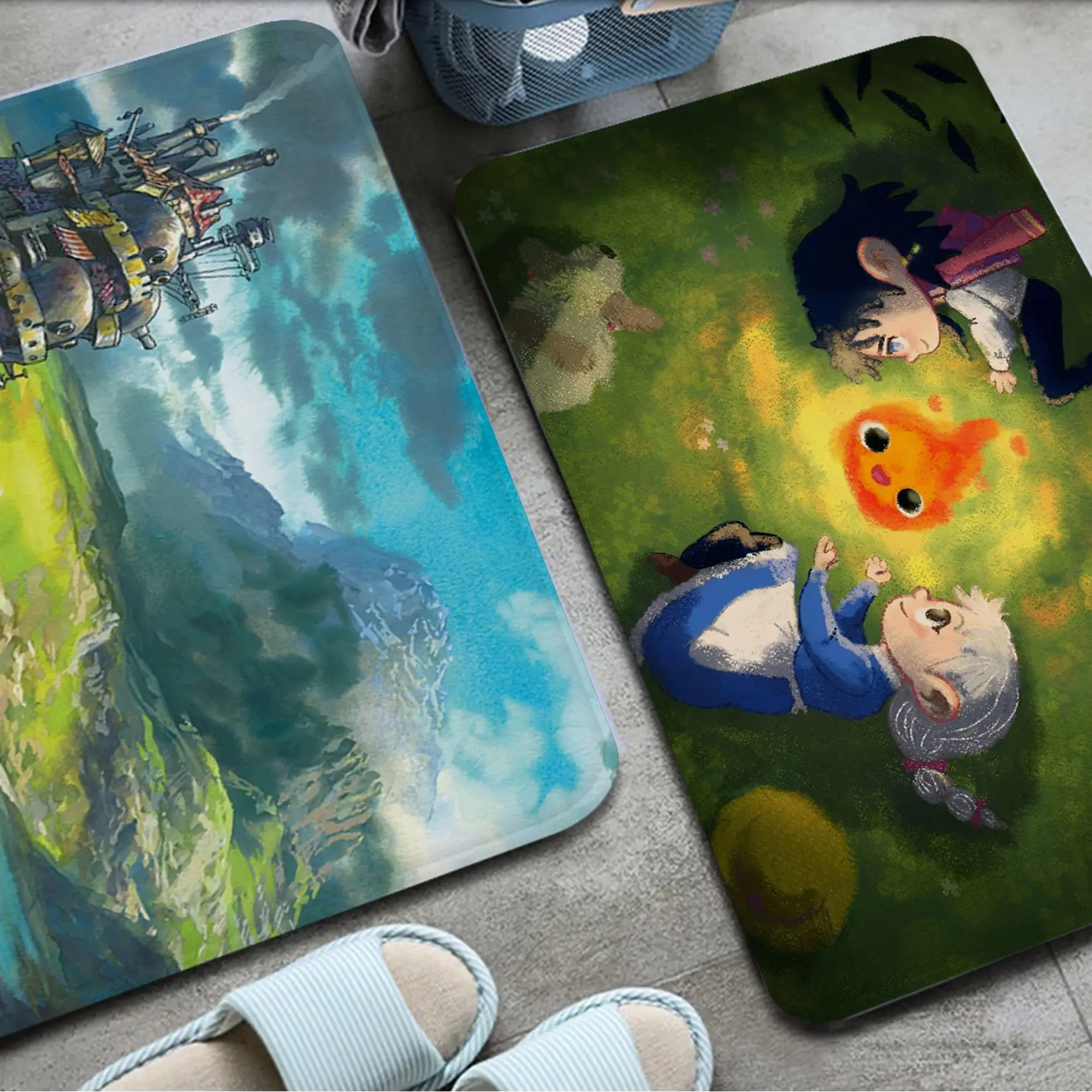 

Howl's Moving Castle Bath Mat Anti-slip Absorb Water Long Strip Cushion Bedroon Mat Bedside Area Rugs