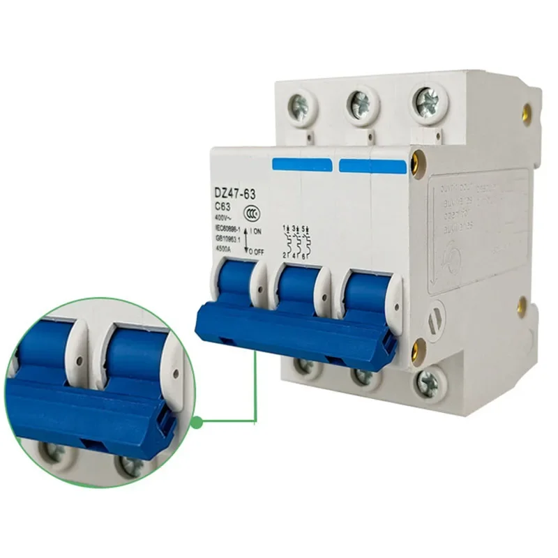 Мини-автоматический выключатель DZ47 400V 1-4P 6-63A типа C MCB защита от короткого