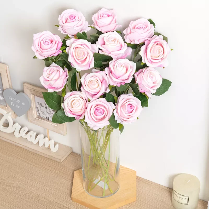 

1pc/5pcs Romantic Artificial Flowers Silk Rose Long Branch Bouquet Wedding Home Wreath Decor Fake Flowers Valentine's Day Gifts