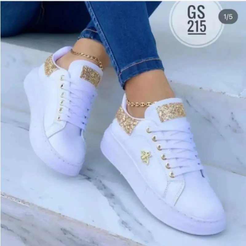 

Women's Casual Platform Shoes Fashion Butterfly Embellished Round Head Lace-up Sneakers Flat Vulcanized Women's Tennis Shoes