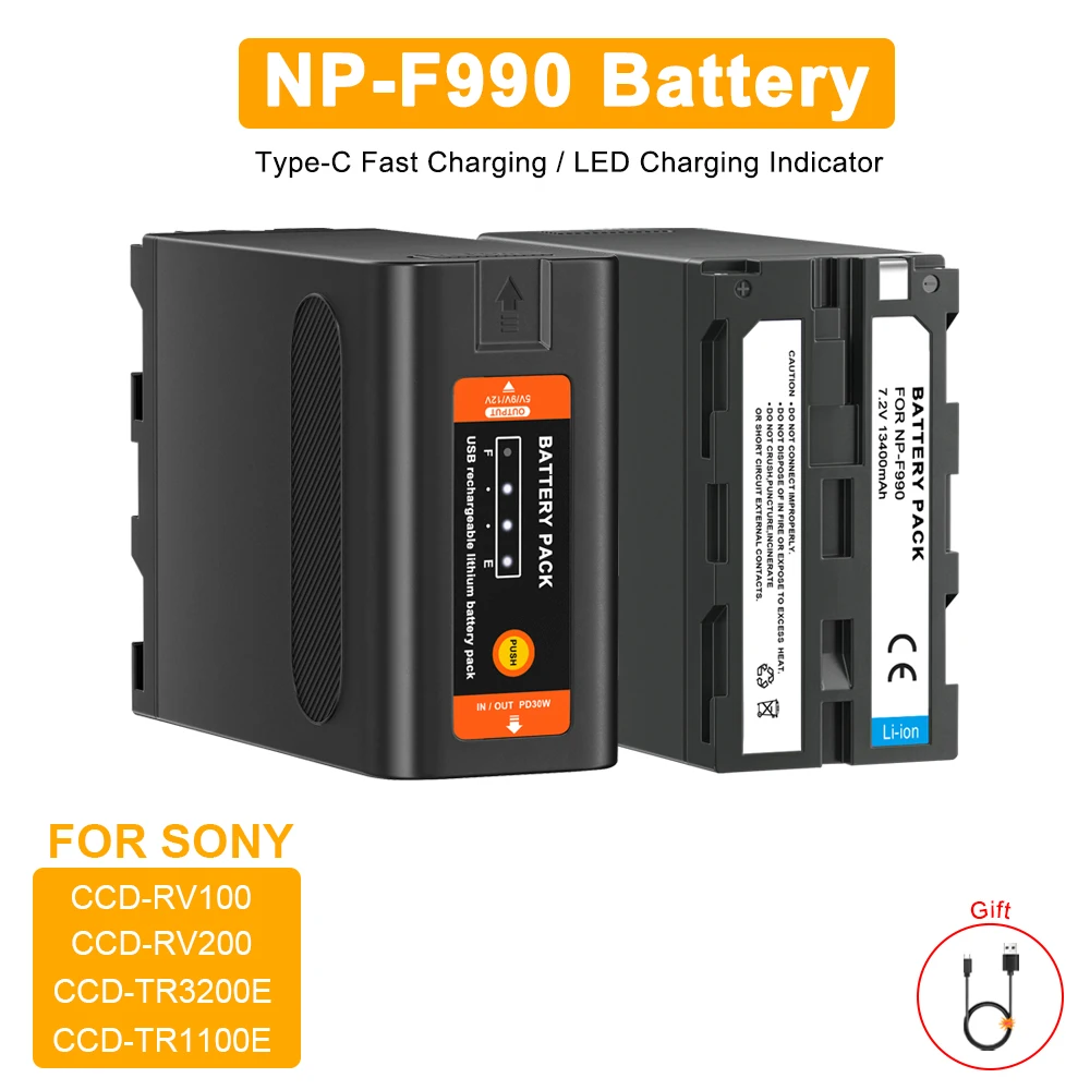 Фото NP-F990 Аккумулятор 13400 мАч со светодиодным индикатором питания для Sony CCD-TR215, CCD-TR2200E, CCD-TR2300 №1