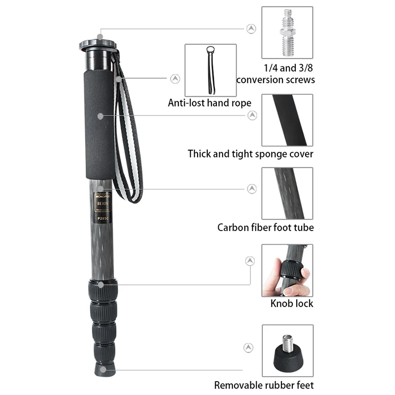 Профессиональный портативный монопод из углеродного волокна BEXIN P285C подставка