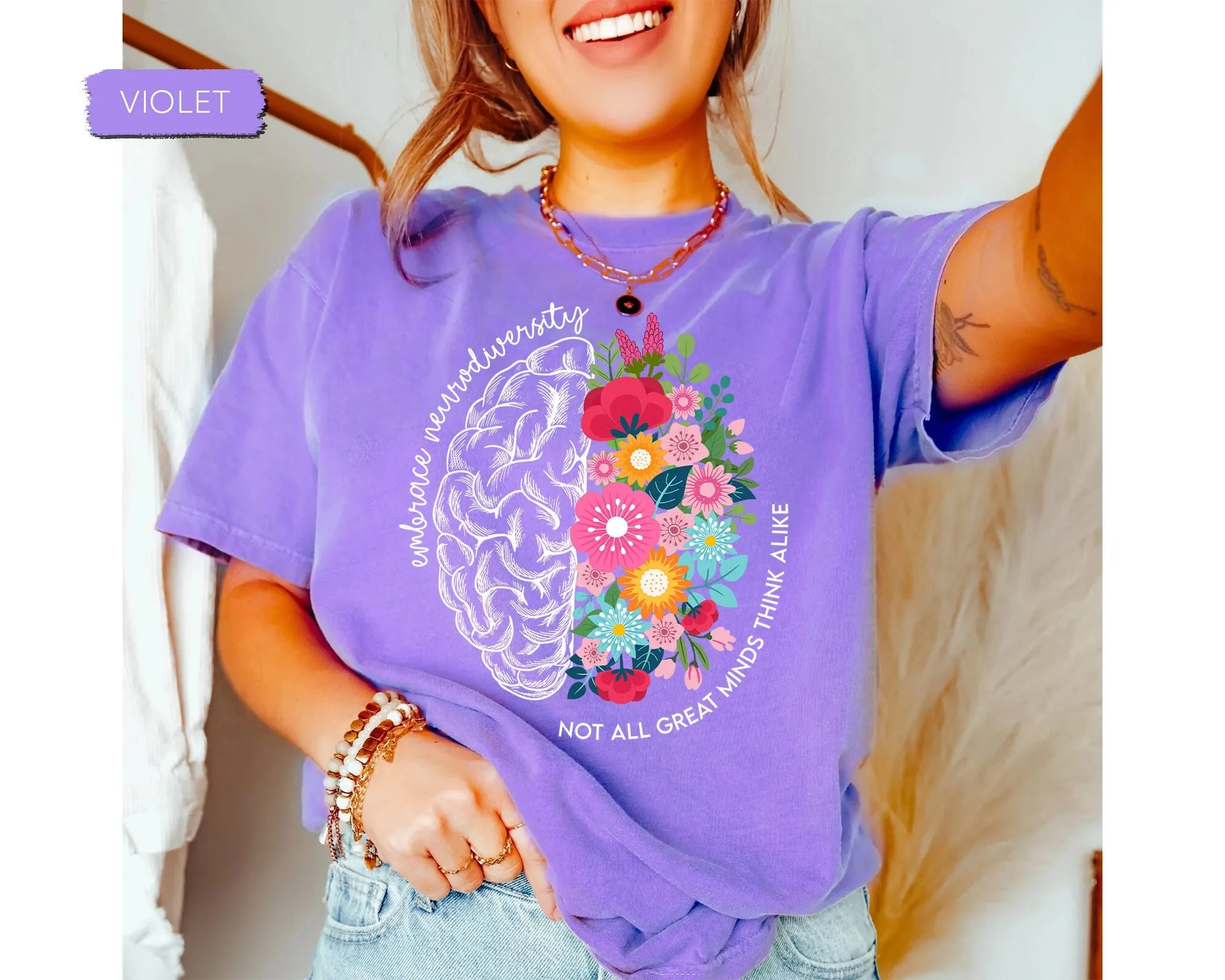 Футболка Sped Teacher Embrace Neurodiversity Аутизм Не все великие ума думайте о подобранном