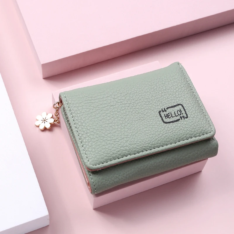 

Новинка 2022, Модный женский кошелек, короткий Дамский маленький держатель для карт, женские сумки для монет с принтом для девушек, тройного сложения