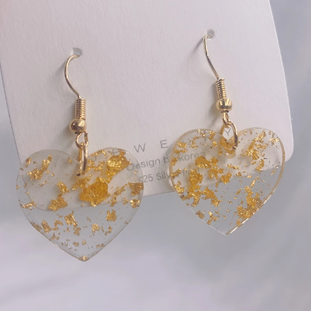 

Fashion Geometric Transparent Resin Gold Earrings Vintage Bohemia Tassel Peach Heart Dangle Earrings for Women Party Jewelry