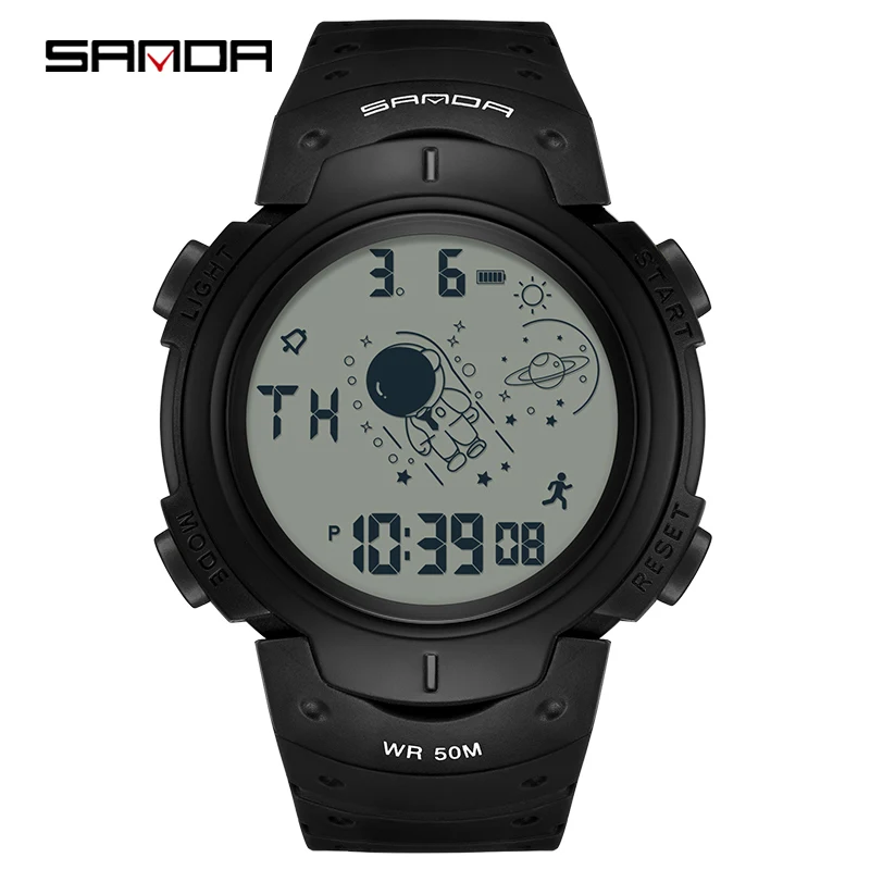 

SANDA New Fashion Sport Watch For Men Casual Date Alarm Astronaut Dial Military LED Digital Wristwatches Waterproof Male Clock
