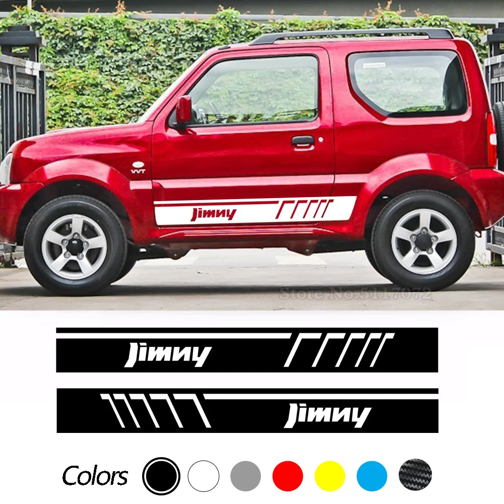 

2PCS For Suzuki Jimny Auto Stripe Vinyl Car Both Door Side Skirt Sport Stickers Film Decals Automobiles Decoration Accessories