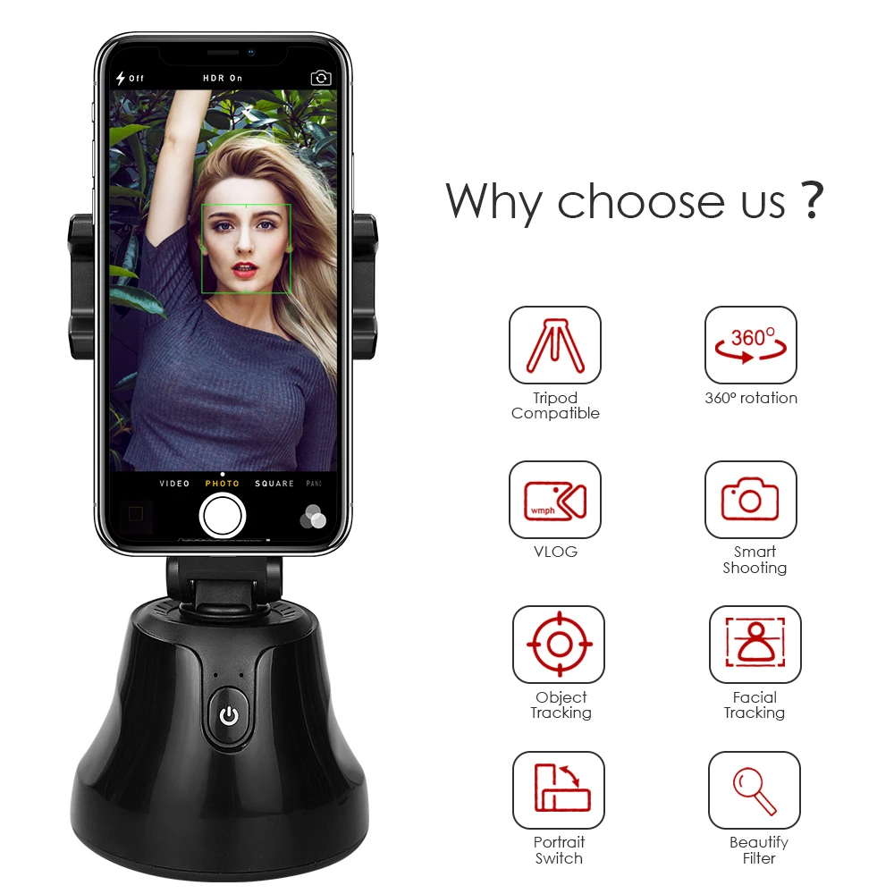 

360 Degree Rotation Smart Selfie Stick Vlog shooting Face Smartphone Camera Holder Tracking Selfie Stick Tripod All-in-one