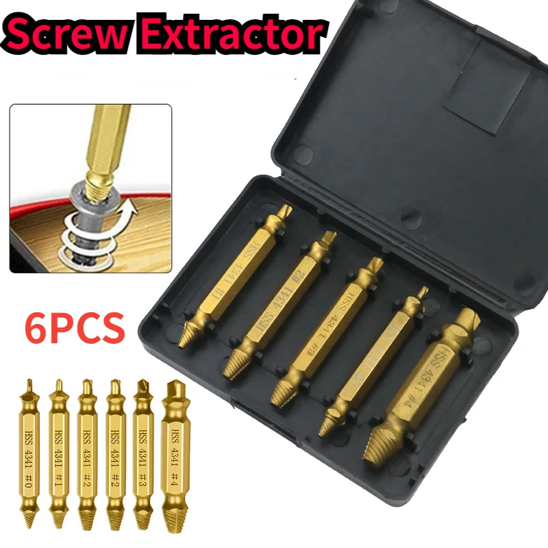 

5pcs Damaged Screw Extractor Drill Bit Set Easily Take Out Broken Screw Bolt Remover Stripped Screws Extractor Demolition Tools