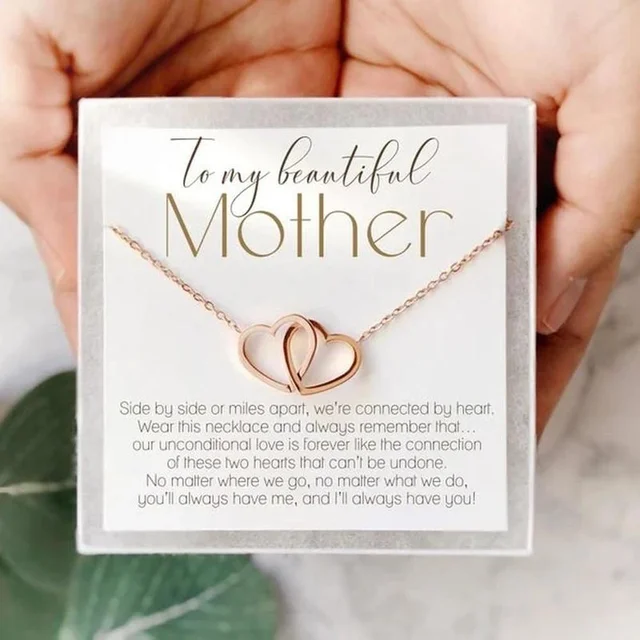 Mother's Day Necklace Ladies Jewelry Mother's Day Heart to Heart Heart Necklace Birthday Jewelry for Mom Gift Mother's Day Card 1