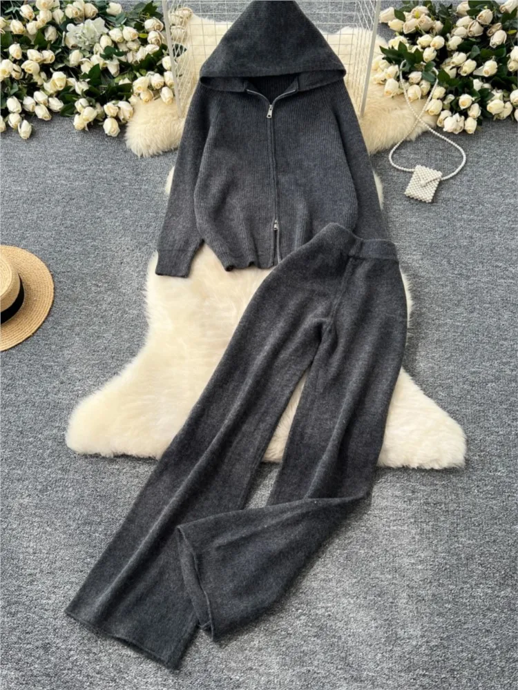 Женский вязаный свитер брючные костюмы зимняя мода корейские блузки топы и