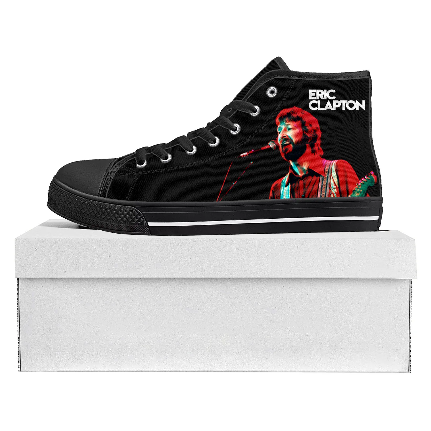 Eric Clapton Rock Musician Guitar High Top High Quality Sneakers Mens Womens Teenager Canvas Sneaker Couple Shoe Custom Shoe